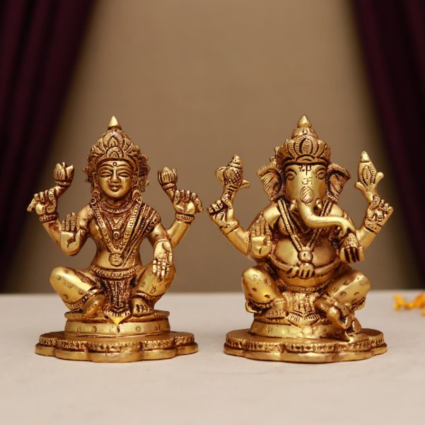 brass ganesh laxmi idol