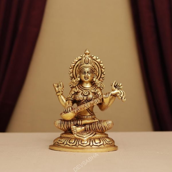 brass saraswati idol