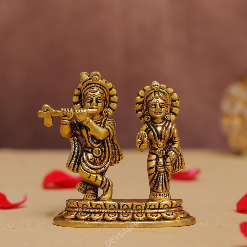 brass radha krishna idol