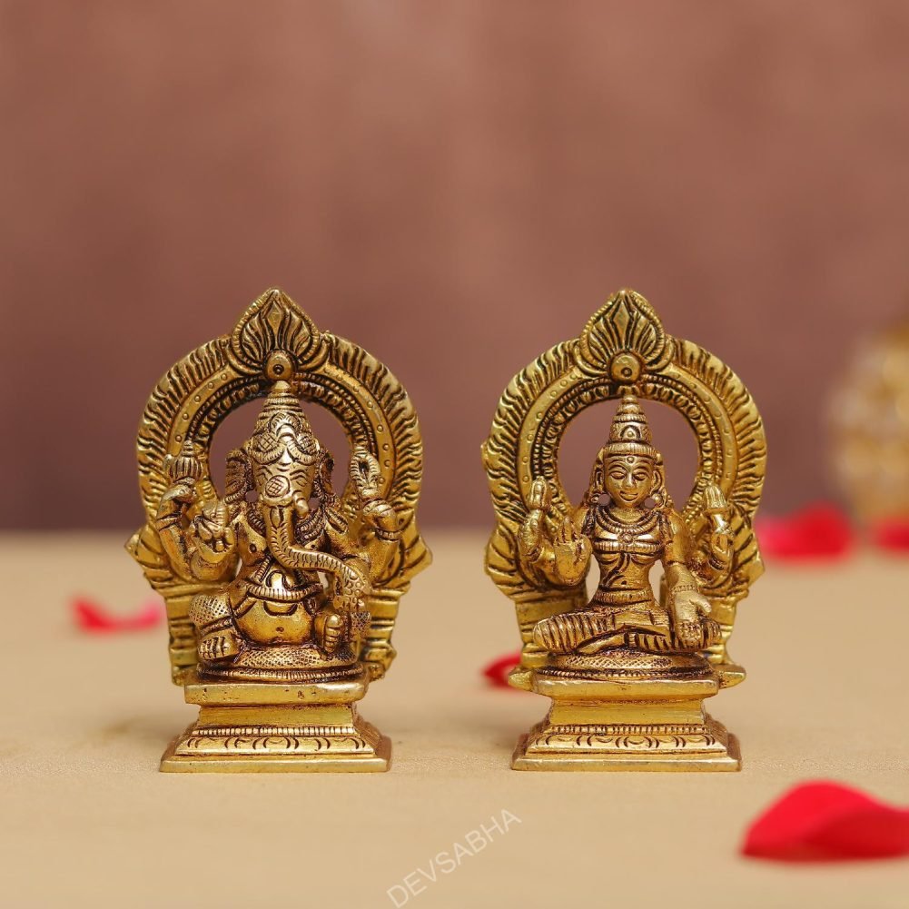brass lakshmi ganesh idol
