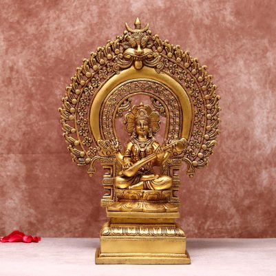 saraswati idol brass