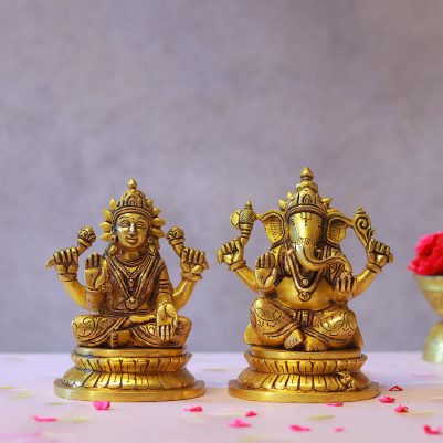 Brass Ganesh Laxmi Idol