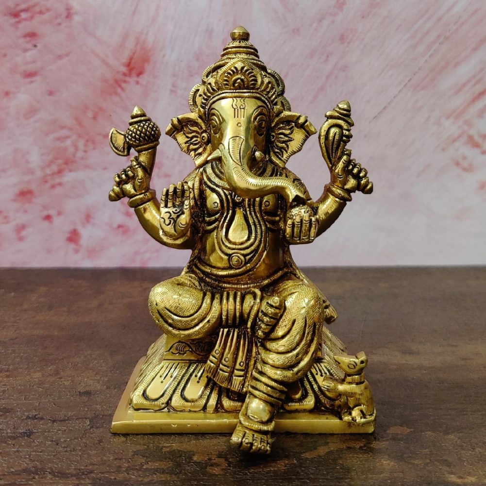 Brass Vinayaka Idol height 6.5 inch