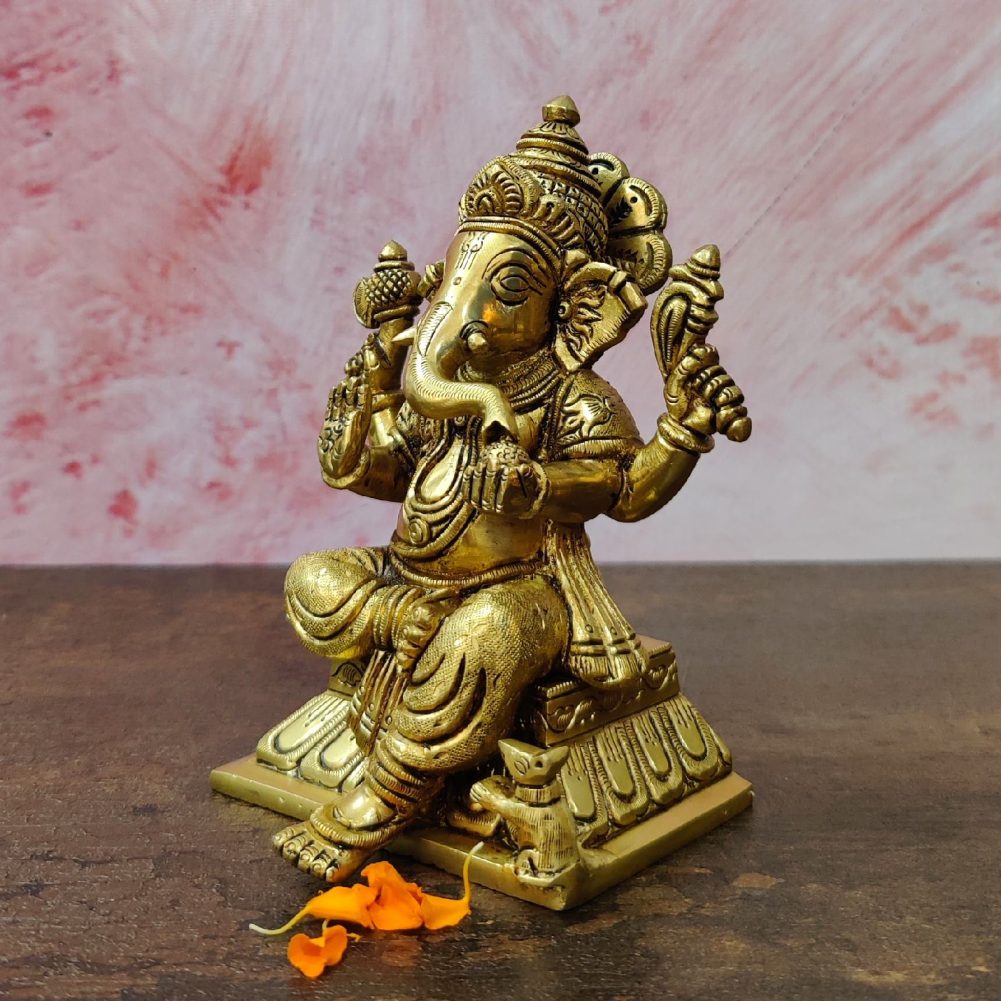 brass ganpati ganesha idol height 6.5 inch