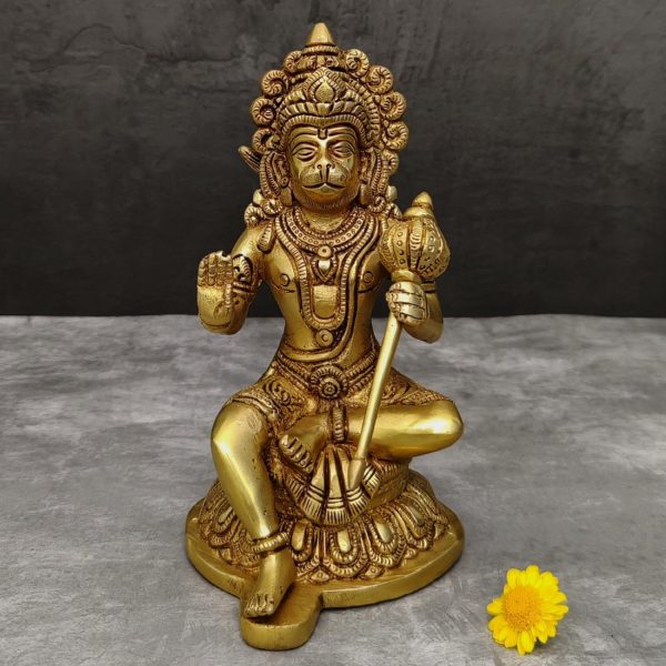 brass hanuman idol murti height 8 inch