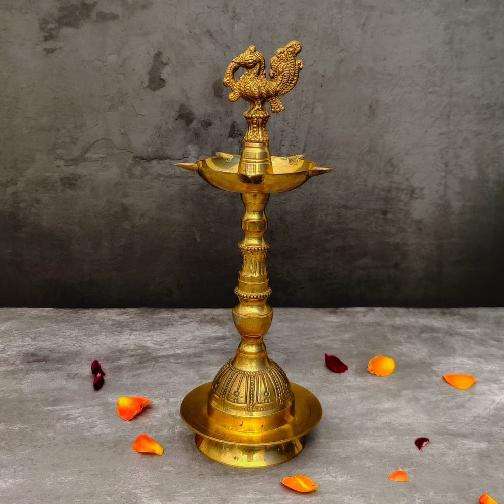 brass peacock diya height 11.5 inch