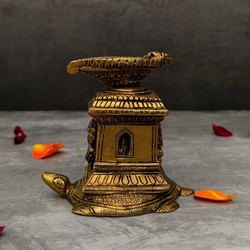 brass tortoise tulsi diya height 4.5 inch