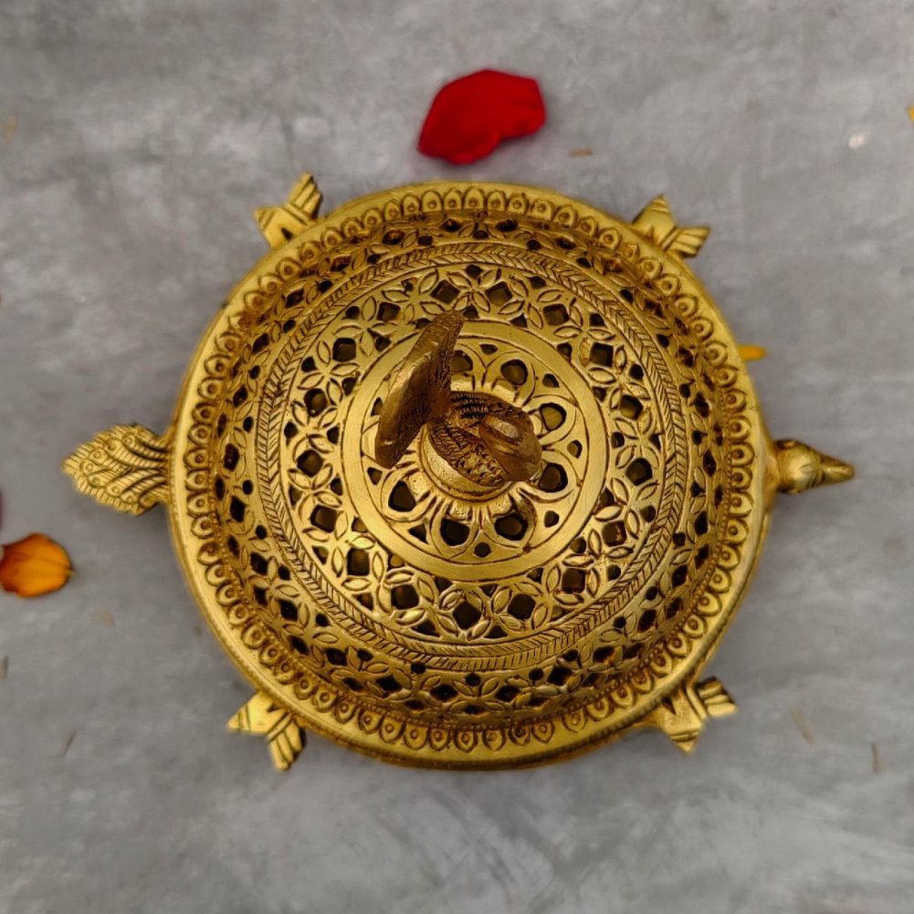 brass tortoise dhoop dani height 4.5 inch