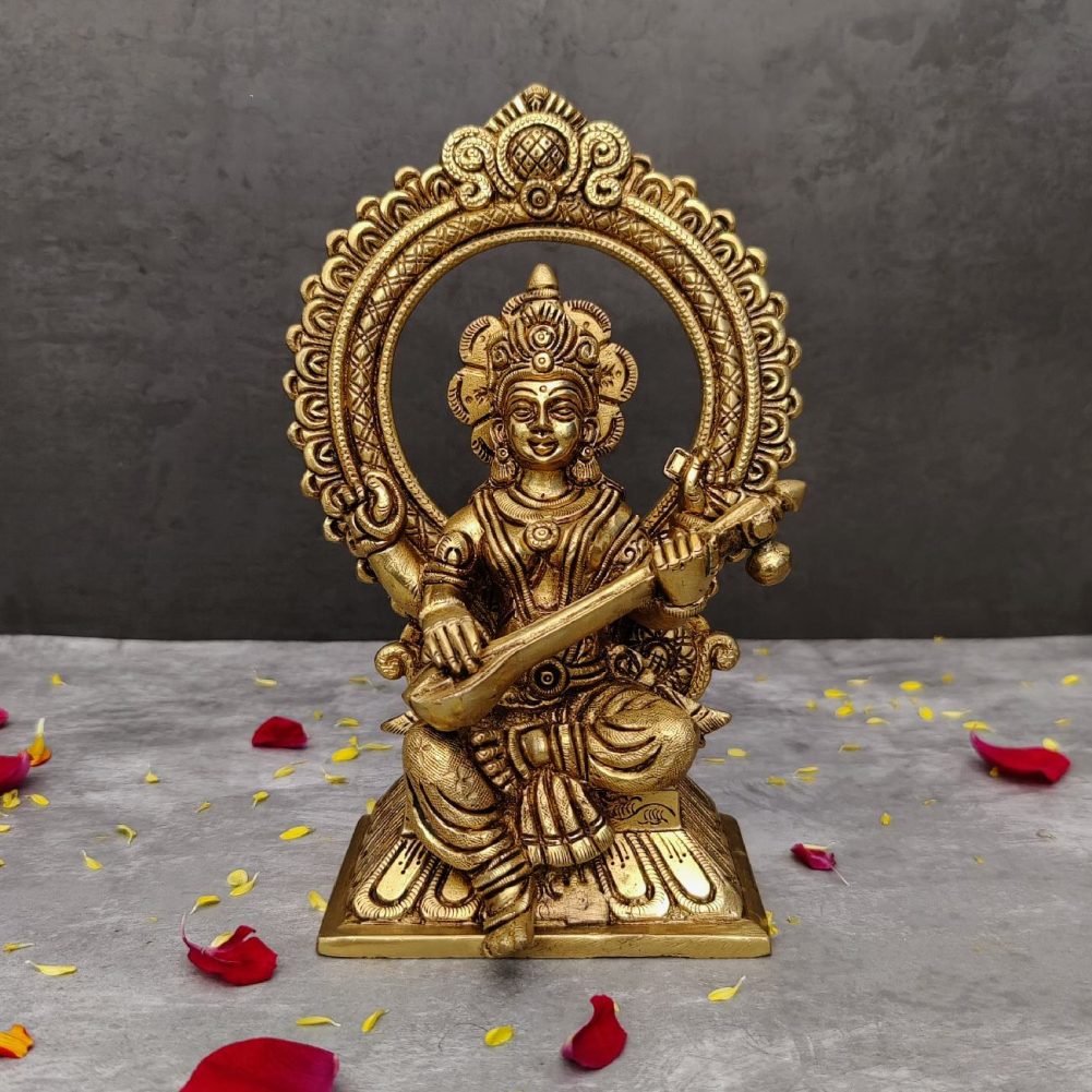 brass ganesha laxmi saraswati set height 9.5 inch