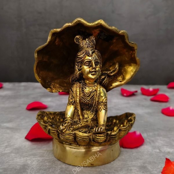 brass fancy bal krishna idol height 7 inch