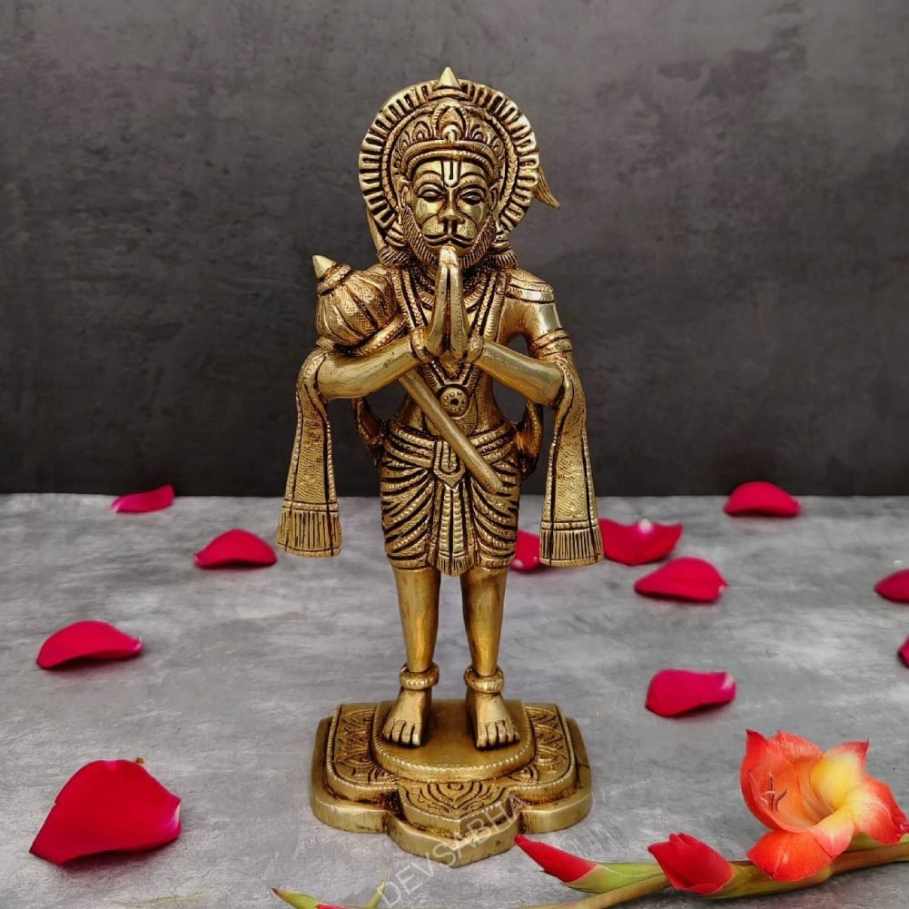 brass standing hanuman idol height 9 inch