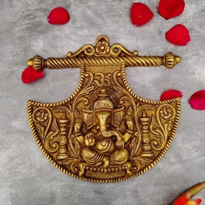 wall hanging brass ganesha idol height 10 inch