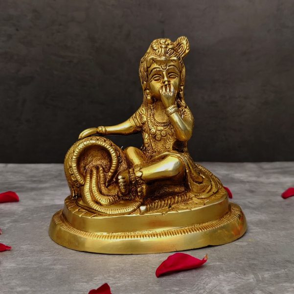 brass makhan chor krishna idol height 5.5 inch