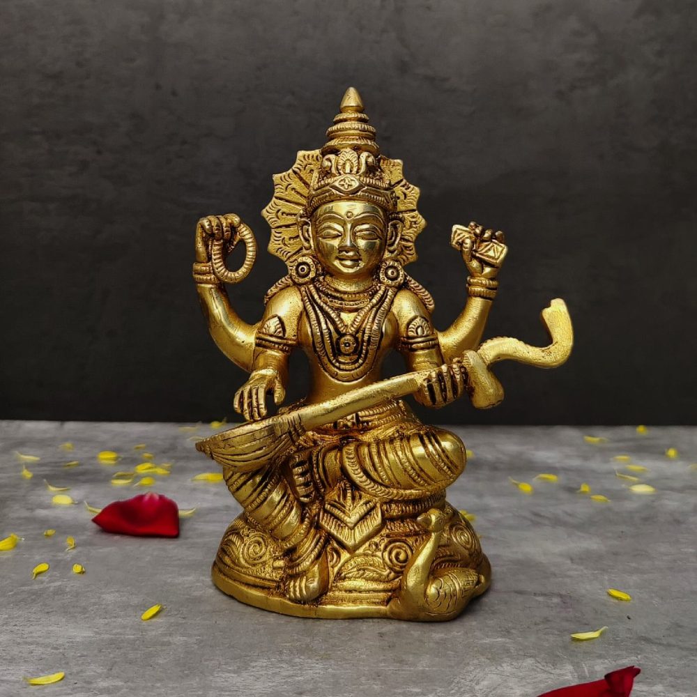 brass saraswati mata idol height 6.5 inch