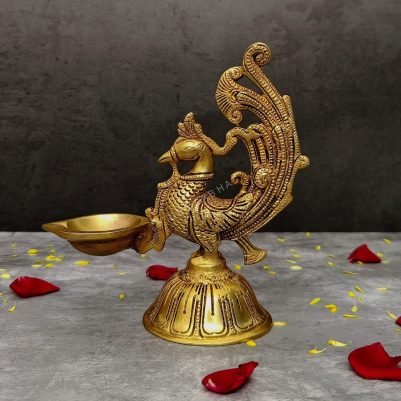 Buy Brass Diyas peacock