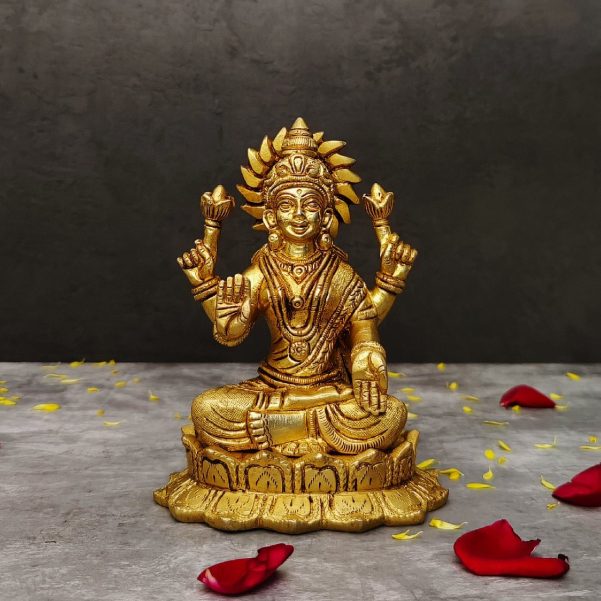 brass lakshmi idol height 6 inch