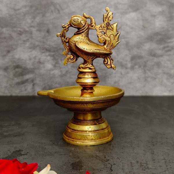 brass peacock diya height 6 inches