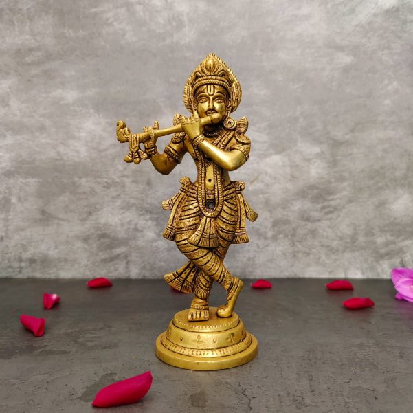 brass krishna idol height 12 inch