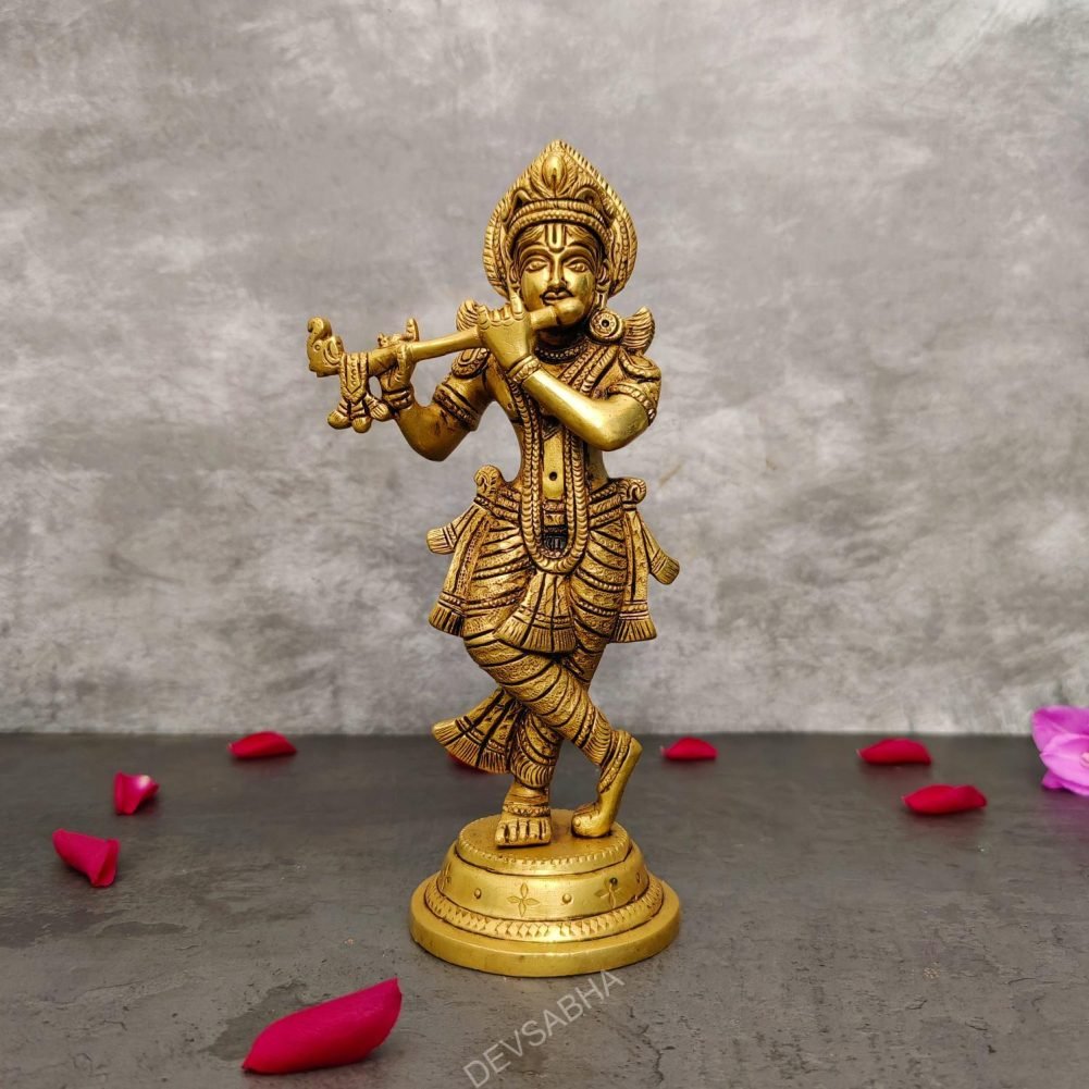 brass krishna idol height 12 inch