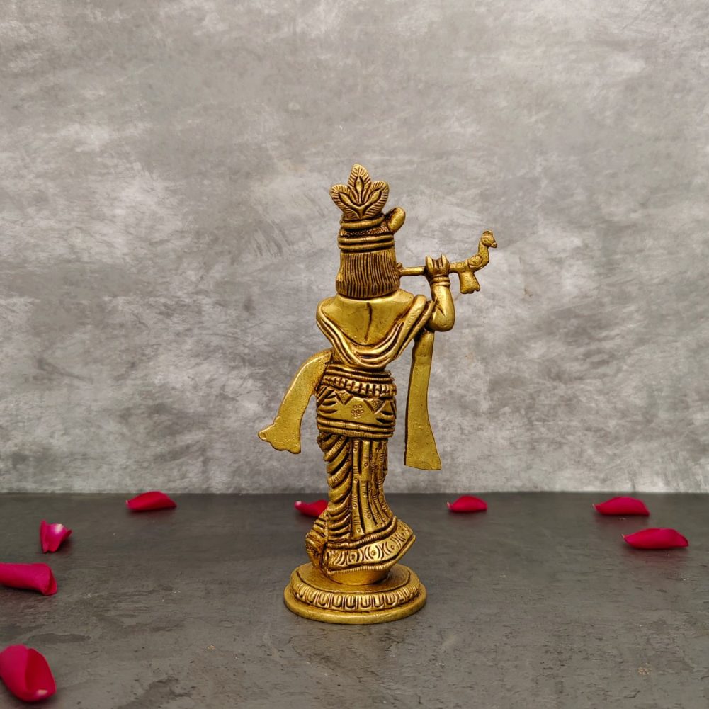 brass krishna idol statue height 7.5 inch