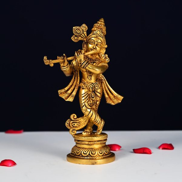 brass krishna idol statue height 9 inch