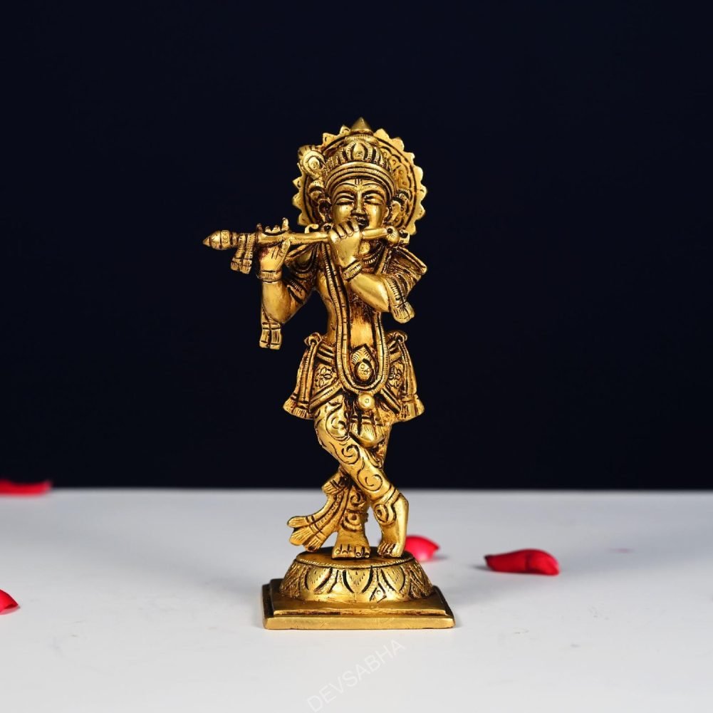 brass krishna idol height 7.5 inch