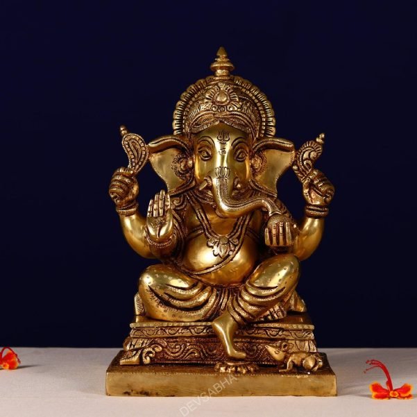 Brass Ganesh Idol height 12 inch