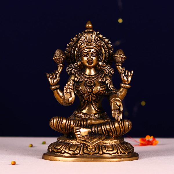 antique brass lakshmi idol height 8 inch