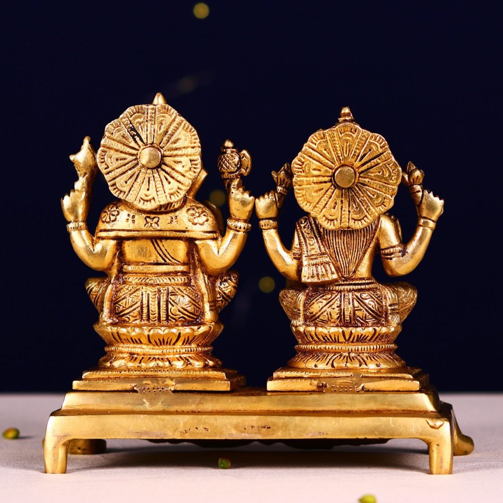 laxmi ganesh brass murti set height 6 inch