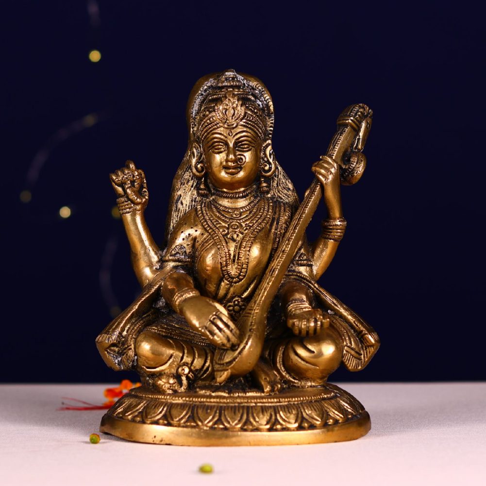 brass saraswati mata idol height 7.5 inch