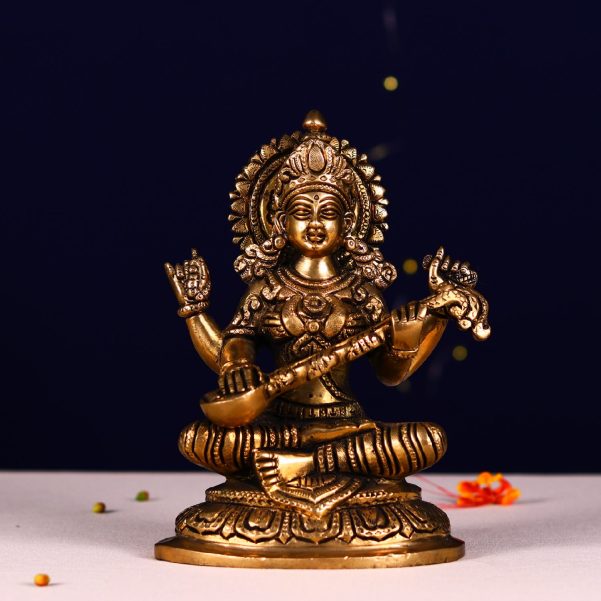 brass saraswati idol height 7 inch