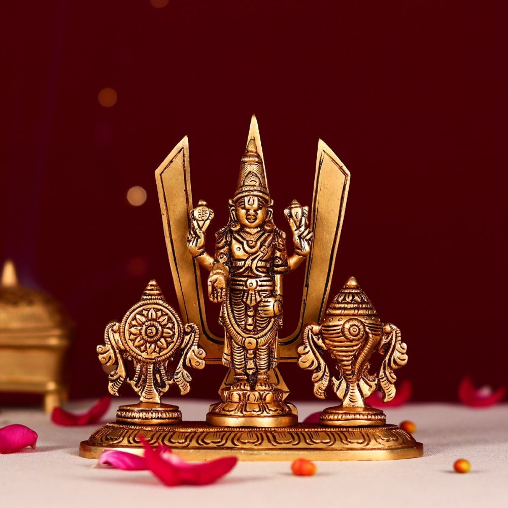 brass tirupati balaji with sankha chakra and namah
