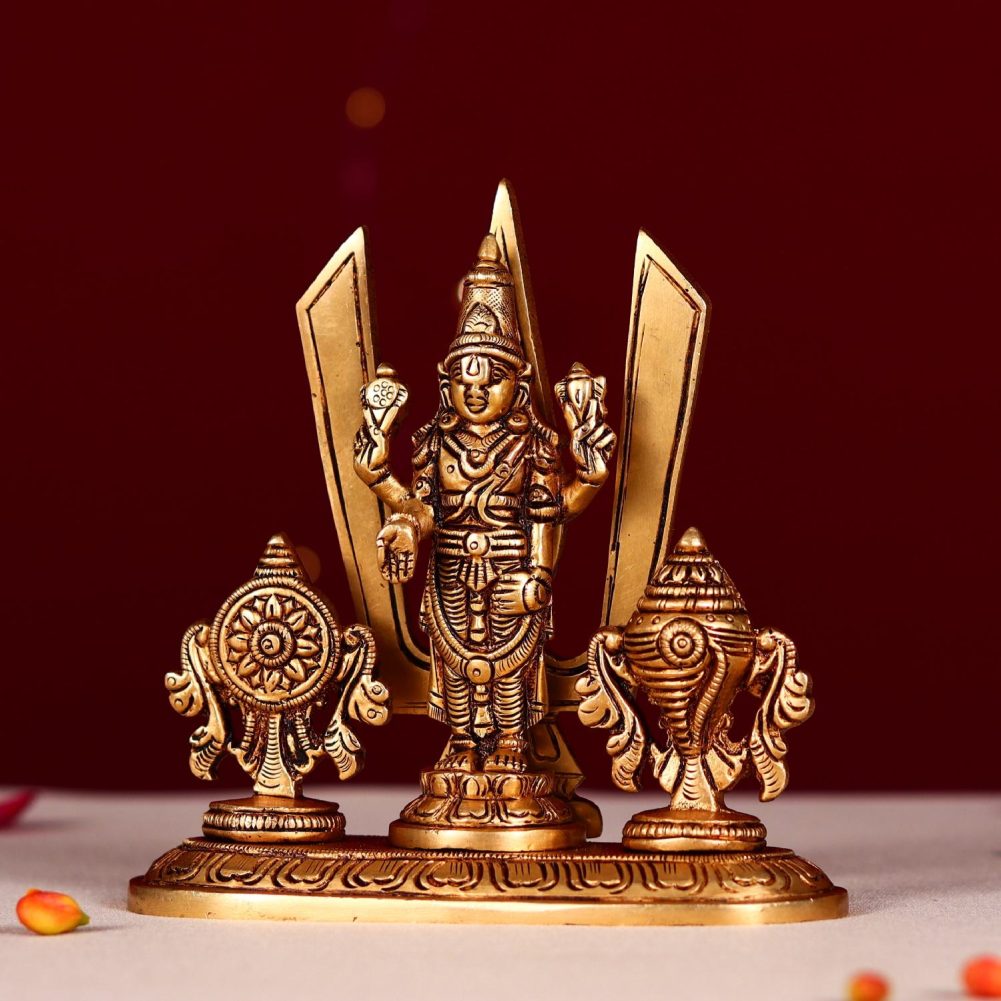 brass tirupati balaji with sankha chakra and namah