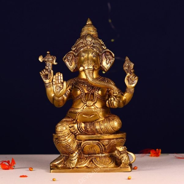 super fine brass ganesha idol height 12.1 inch