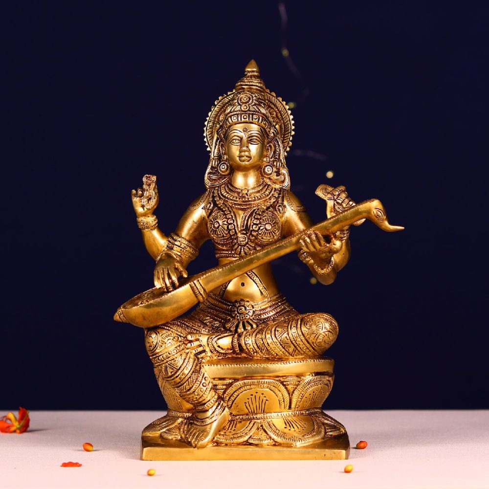 super fine brass saraswati idol height 12 inch