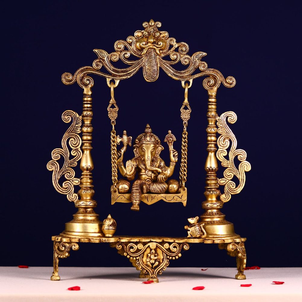 brass jhula ganesha height 19 inch