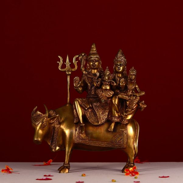 brass shiva family statue height 14 inch