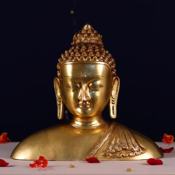 brass buddha statue face height 11.5 inch