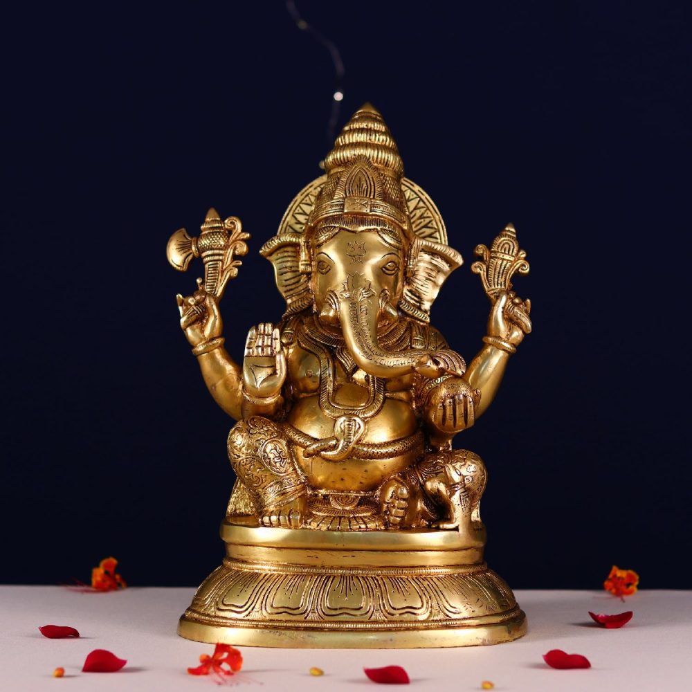 Buy Brass Ganesha Idols height 16.5 inch