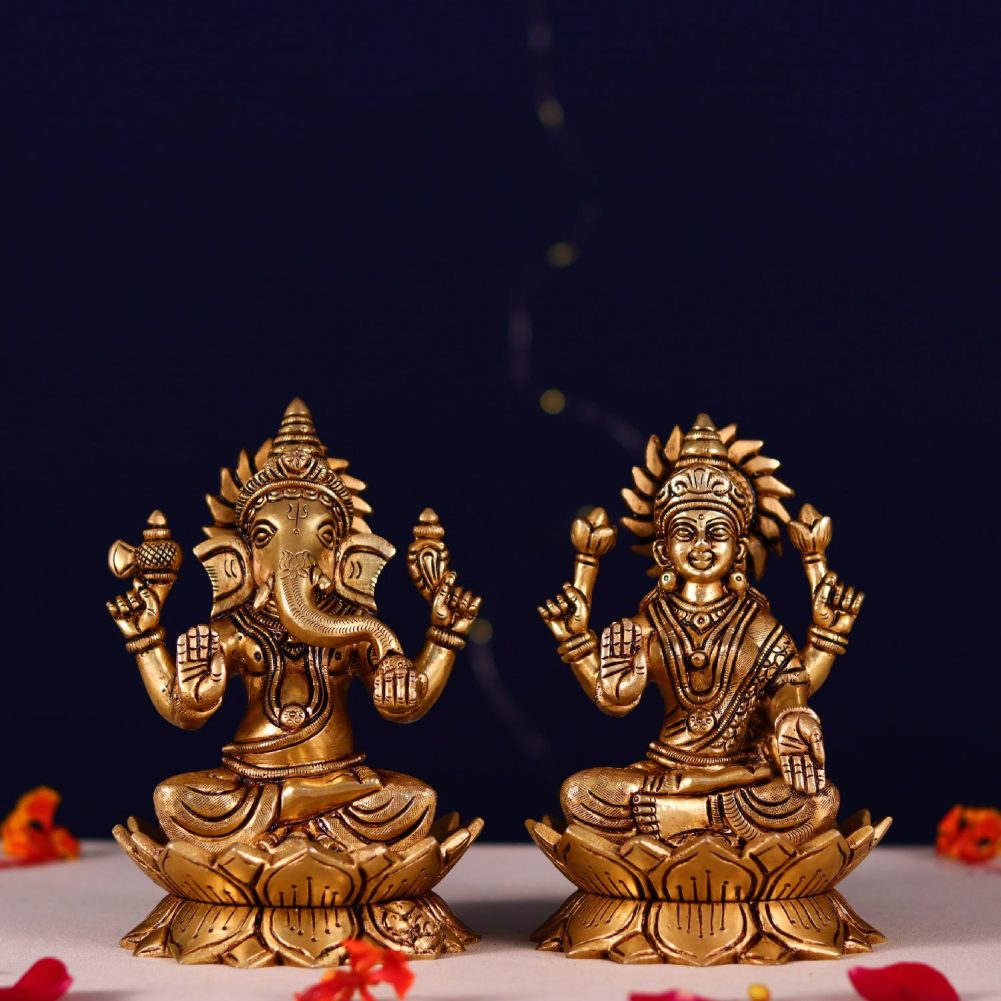 laxmi ganesh brass murti height 7 inches