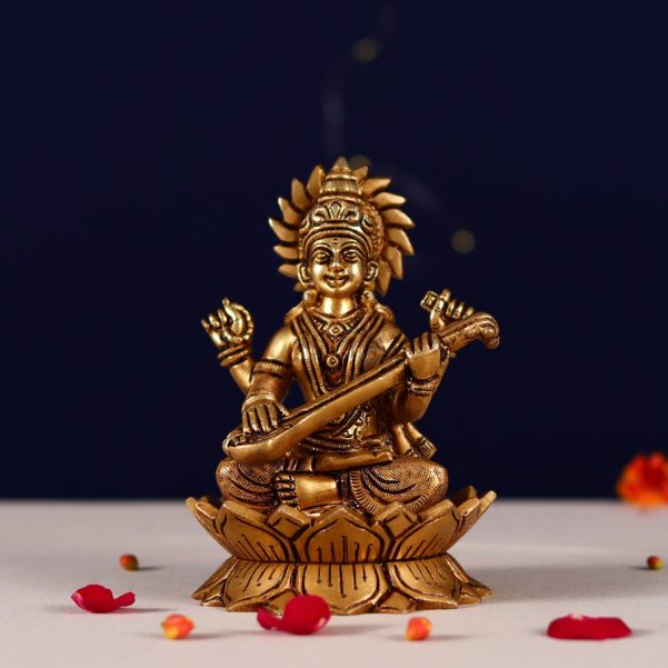 brass saraswati mata idol height 7.5 inch