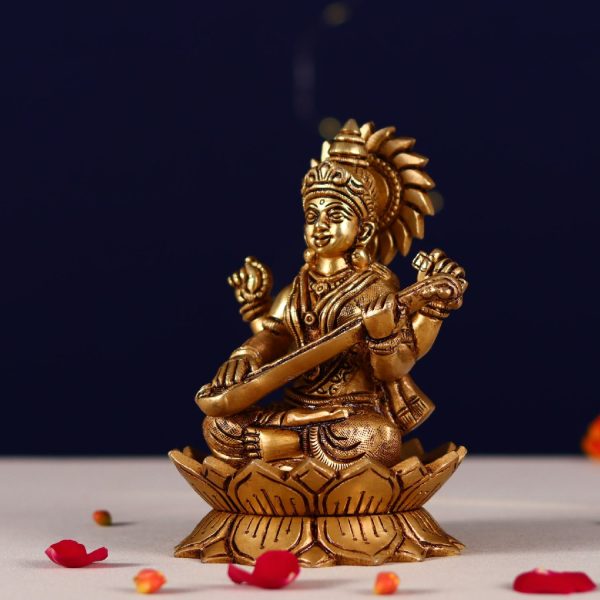 Buy This Super Fine Brass Saraswati Mata Idol Height 6 8 Inch Devsabha