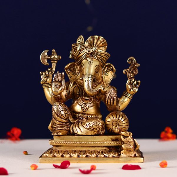 brass pagdi ganesh idol height 8 inch