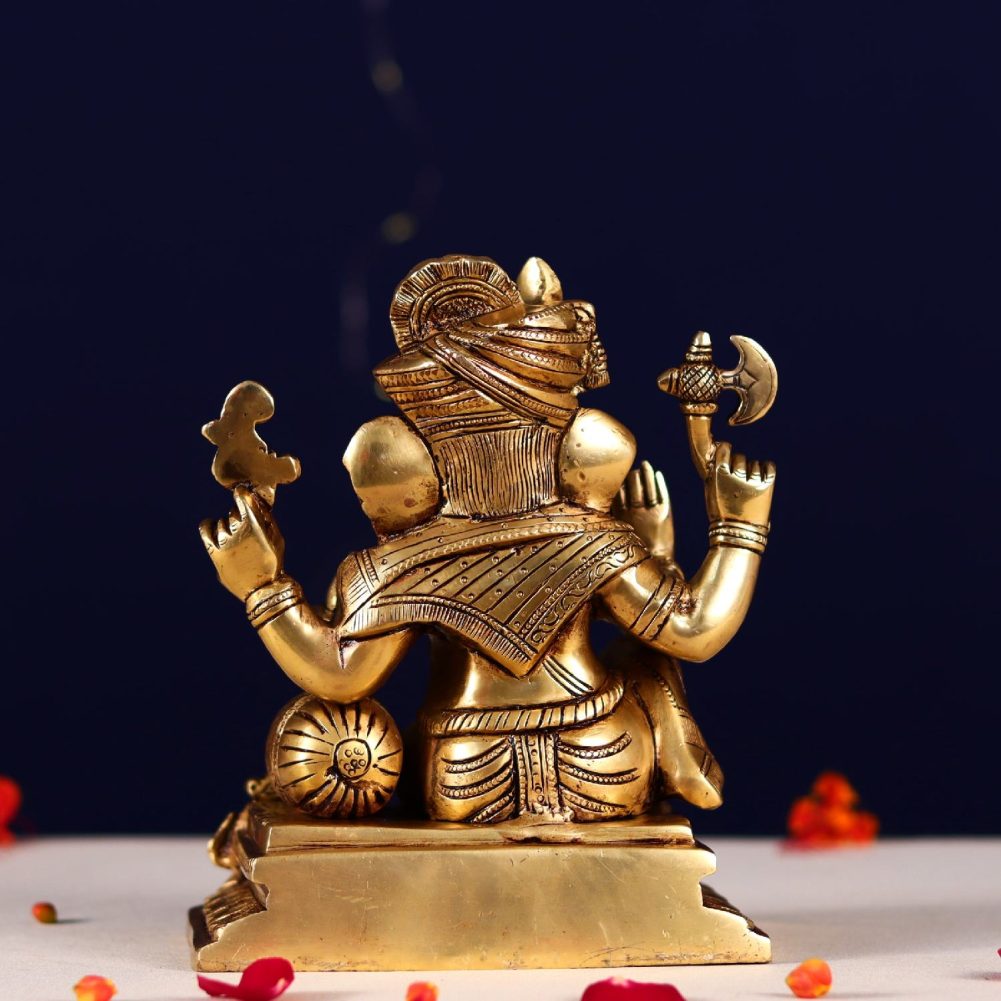 brass pagdi ganesh idol height 8 inch