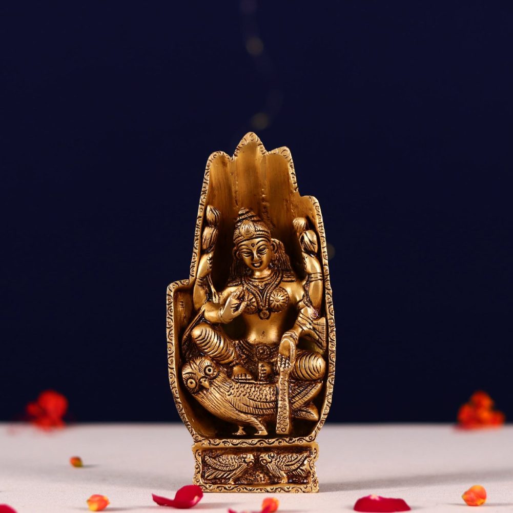 brass lakshmi mata sitting on owl height 7 inch