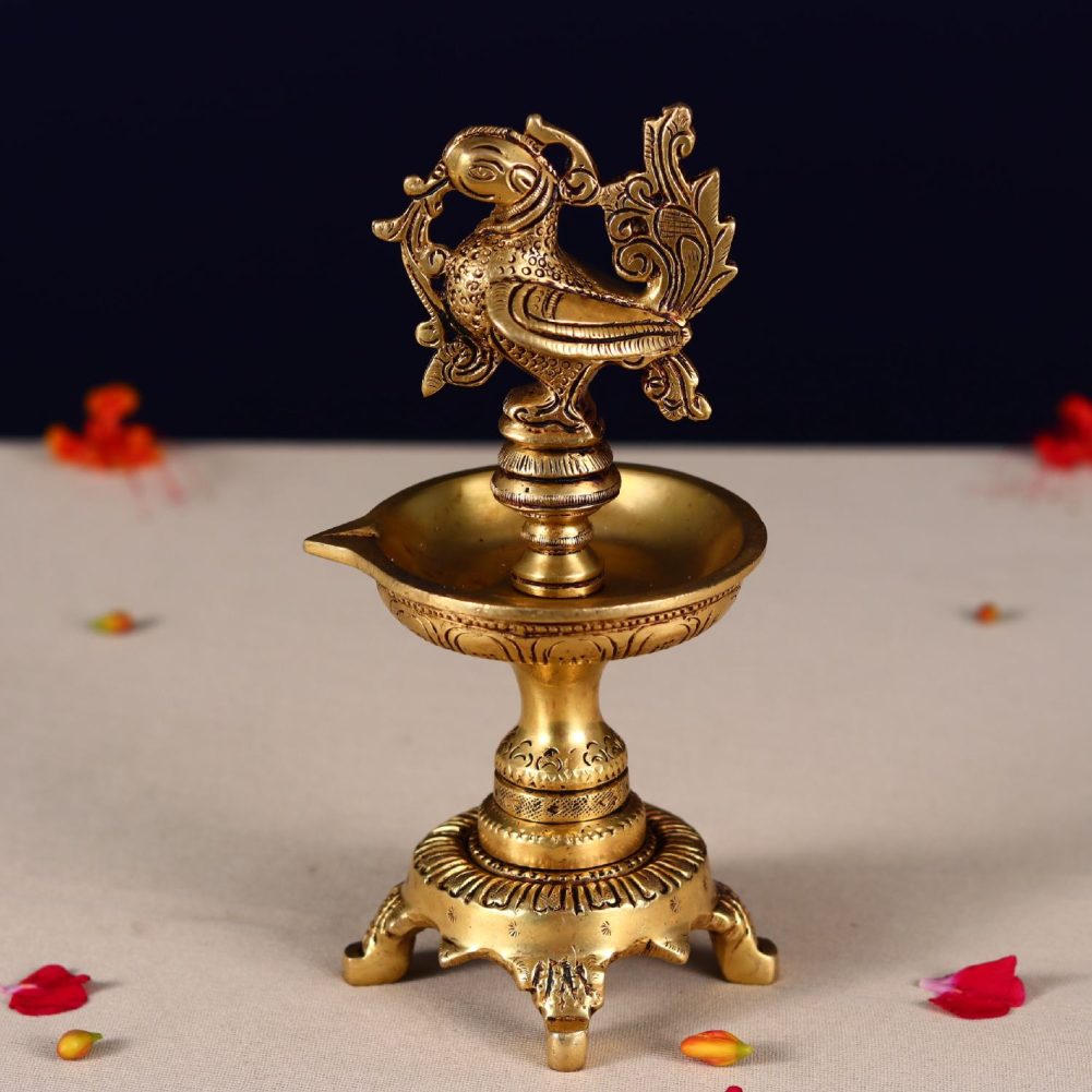 brass peacock diya height 7.5 inch