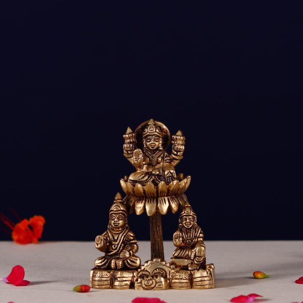 brass lakshmi kuber statue with chitralekha