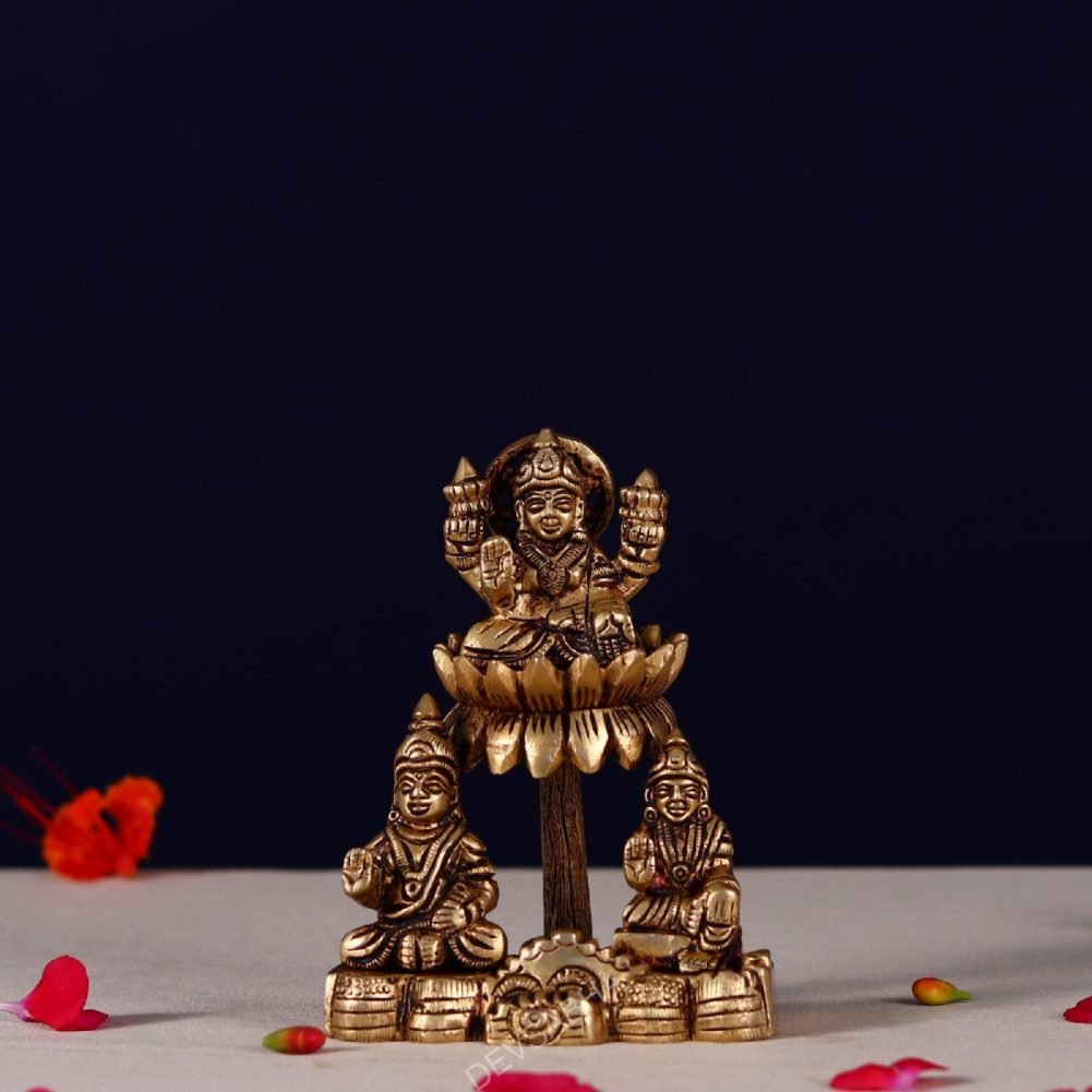 brass lakshmi kuber statue with chitralekha