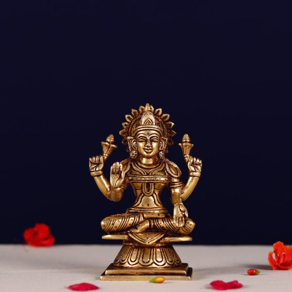 brass goddess laxmi murti height 6 inch