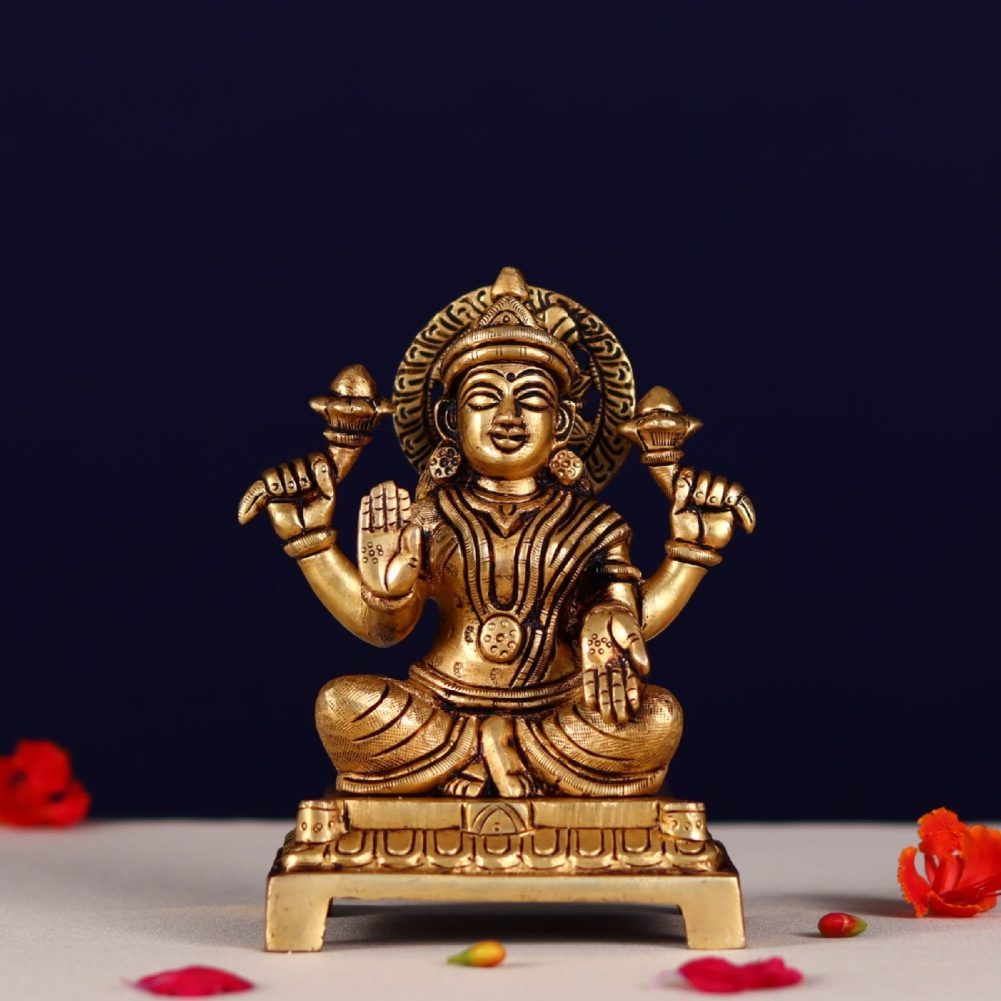 brass goddess laxmi mata murti height 6 inch